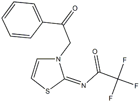 2,2,2-trifluoro-N-(3-(2-oxo-2-phenylethyl)-1,3-thiazol-2(3H)-ylidene)acetamide 化学構造式