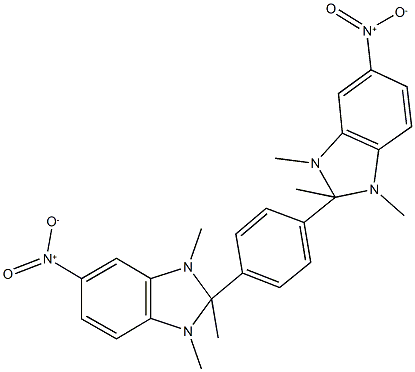 5-nitro-2-(4-{5-nitro-1,2,3-trimethyl-2,3-dihydro-1H-benzimidazol-2-yl}phenyl)-1,2,3-trimethyl-2,3-dihydro-1H-benzimidazole Struktur