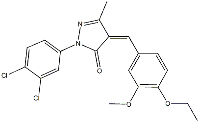 2-(3,4-dichlorophenyl)-4-(4-ethoxy-3-methoxybenzylidene)-5-methyl-2,4-dihydro-3H-pyrazol-3-one Struktur
