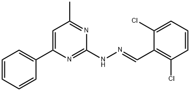 2,6-dichlorobenzaldehyde (4-methyl-6-phenyl-2-pyrimidinyl)hydrazone 化学構造式