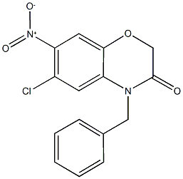 4-benzyl-6-chloro-7-nitro-2H-1,4-benzoxazin-3(4H)-one Struktur