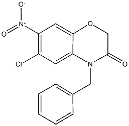 4-benzyl-6-chloro-7-nitro-2H-1,4-benzoxazin-3(4H)-one 化学構造式