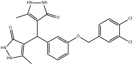 4-[{3-[(3,4-dichlorobenzyl)oxy]phenyl}(5-hydroxy-3-methyl-1H-pyrazol-4-yl)methyl]-3-methyl-1H-pyrazol-5-ol Structure