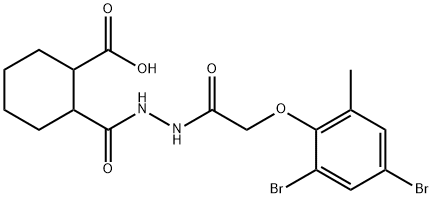 2-({2-[(2,4-dibromo-6-methylphenoxy)acetyl]hydrazino}carbonyl)cyclohexanecarboxylic acid 化学構造式