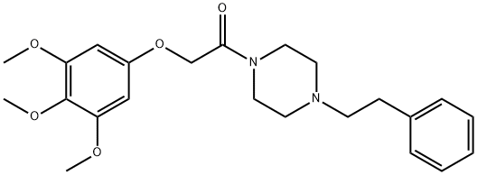 1-(2-phenylethyl)-4-[(3,4,5-trimethoxyphenoxy)acetyl]piperazine 化学構造式