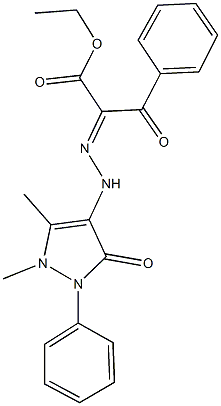 ethyl 2-[(1,5-dimethyl-3-oxo-2-phenyl-2,3-dihydro-1H-pyrazol-4-yl)hydrazono]-3-oxo-3-phenylpropanoate Structure