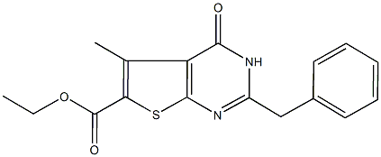 ethyl 2-benzyl-5-methyl-4-oxo-3,4-dihydrothieno[2,3-d]pyrimidine-6-carboxylate,126718-80-7,结构式