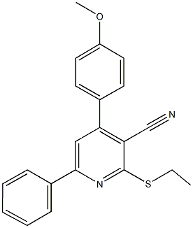 2-(ethylsulfanyl)-4-(4-methoxyphenyl)-6-phenylnicotinonitrile Structure