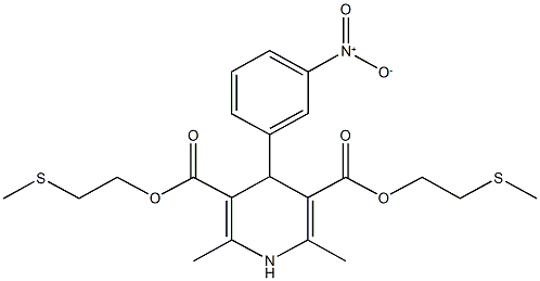 bis[2-(methylsulfanyl)ethyl] 4-{3-nitrophenyl}-2,6-dimethyl-1,4-dihydro-3,5-pyridinedicarboxylate Structure