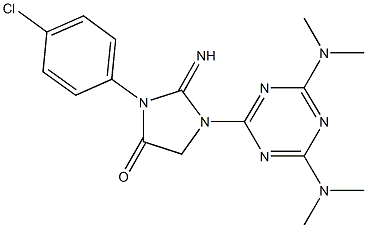 1-[4,6-bis(dimethylamino)-1,3,5-triazin-2-yl]-3-(4-chlorophenyl)-2-imino-4-imidazolidinone 化学構造式