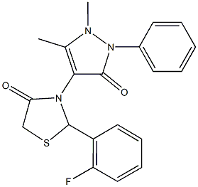 3-(1,5-dimethyl-3-oxo-2-phenyl-2,3-dihydro-1H-pyrazol-4-yl)-2-(2-fluorophenyl)-1,3-thiazolidin-4-one Structure