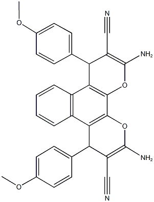 2,11-diamino-4,9-bis(4-methoxyphenyl)-4,9-dihydrobenzo[f]pyrano[3,2-h]chromene-3,10-dicarbonitrile Structure