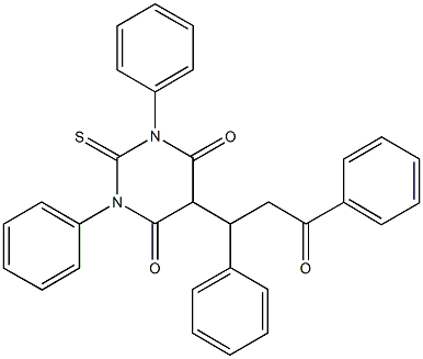 5-(3-oxo-1,3-diphenylpropyl)-1,3-diphenyl-2-thioxodihydro-4,6(1H,5H)-pyrimidinedione,128721-61-9,结构式