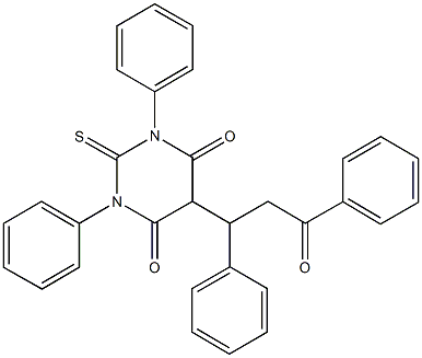 5-(3-oxo-1,3-diphenylpropyl)-1,3-diphenyl-2-thioxodihydro-4,6(1H,5H)-pyrimidinedione 化学構造式