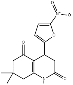 4-{5-nitro-2-furyl}-7,7-dimethyl-4,6,7,8-tetrahydro-2,5(1H,3H)-quinolinedione Struktur