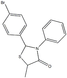 2-(4-bromophenyl)-5-methyl-3-phenyl-1,3-thiazolidin-4-one,128914-29-4,结构式