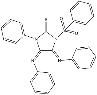 1-phenyl-4,5-bis(phenylimino)-3-(phenylsulfonyl)imidazolidine-2-thione Struktur