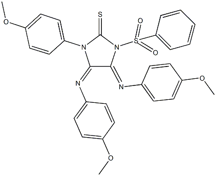 1-(4-methoxyphenyl)-4,5-bis[(4-methoxyphenyl)imino]-3-(phenylsulfonyl)imidazolidine-2-thione Struktur