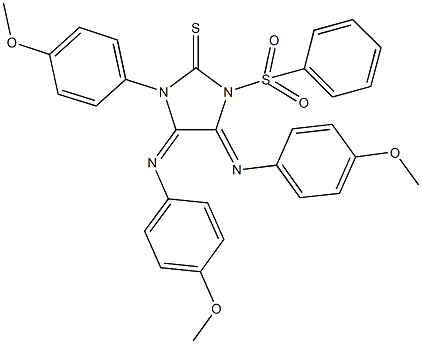 1-(4-methoxyphenyl)-4,5-bis[(4-methoxyphenyl)imino]-3-(phenylsulfonyl)imidazolidine-2-thione,128945-15-3,结构式