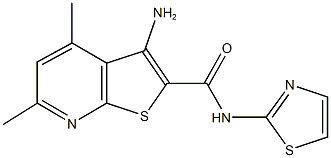 3-amino-4,6-dimethyl-N-(1,3-thiazol-2-yl)thieno[2,3-b]pyridine-2-carboxamide,128991-36-6,结构式
