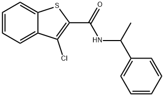 3-chloro-N-(1-phenylethyl)-1-benzothiophene-2-carboxamide 结构式