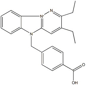 5-(4-carboxybenzyl)-2,3-diethyl-5H-pyridazino[1,6-a]benzimidazol-10-ium 化学構造式