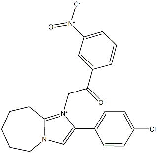 2-(4-chlorophenyl)-1-[2-(3-nitrophenyl)-2-oxoethyl]-6,7,8,9-tetrahydro-5H-imidazo[1,2-a]azepin-1-ium Struktur