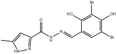 N'-(3,5-dibromo-2,4-dihydroxybenzylidene)-3-methyl-1H-pyrazole-5-carbohydrazide Structure