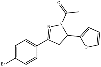 1-acetyl-3-(4-bromophenyl)-5-(2-furyl)-4,5-dihydro-1H-pyrazole Structure