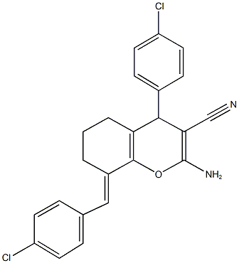 2-amino-8-(4-chlorobenzylidene)-4-(4-chlorophenyl)-5,6,7,8-tetrahydro-4H-chromene-3-carbonitrile,1313510-61-0,结构式