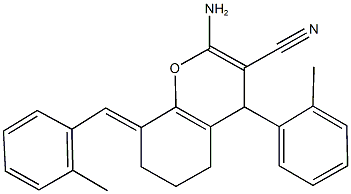 2-amino-8-(2-methylbenzylidene)-4-(2-methylphenyl)-5,6,7,8-tetrahydro-4H-chromene-3-carbonitrile,1313510-65-4,结构式