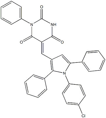 5-{[1-(4-chlorophenyl)-2,5-diphenyl-1H-pyrrol-3-yl]methylene}-1-phenyl-2,4,6(1H,3H,5H)-pyrimidinetrione Structure