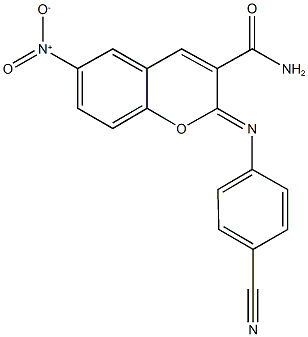 2-[(4-cyanophenyl)imino]-6-nitro-2H-chromene-3-carboxamide Structure