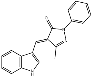 4-(1H-indol-3-ylmethylene)-5-methyl-2-phenyl-2,4-dihydro-3H-pyrazol-3-one Struktur