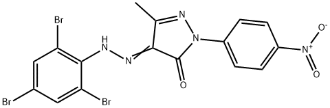 1-{4-nitrophenyl}-3-methyl-1H-pyrazole-4,5-dione 4-[(2,4,6-tribromophenyl)hydrazone] Structure