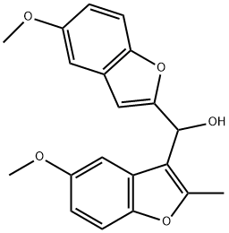 (5-methoxy-1-benzofuran-2-yl)(5-methoxy-2-methyl-1-benzofuran-3-yl)methanol 化学構造式