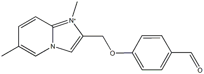 2-[(4-formylphenoxy)methyl]-1,6-dimethylimidazo[1,2-a]pyridin-1-ium Struktur