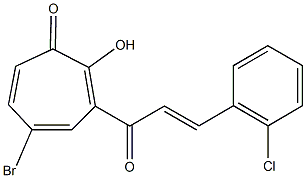 5-bromo-3-[3-(2-chlorophenyl)acryloyl]-2-hydroxy-2,4,6-cycloheptatrien-1-one 化学構造式