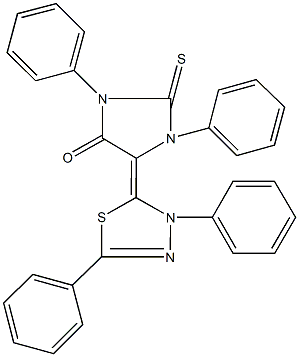 5-(3,5-diphenyl-1,3,4-thiadiazol-2(3H)-ylidene)-1,3-diphenyl-2-thioxo-4-imidazolidinone 化学構造式