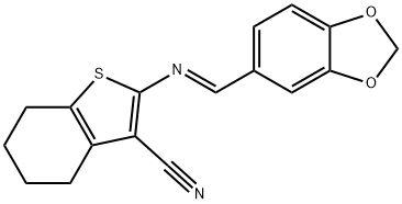 2-[(1,3-benzodioxol-5-ylmethylene)amino]-4,5,6,7-tetrahydro-1-benzothiophene-3-carbonitrile Structure