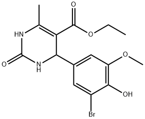 ethyl 4-(3-bromo-4-hydroxy-5-methoxyphenyl)-6-methyl-2-oxo-1,2,3,4-tetrahydro-5-pyrimidinecarboxylate Struktur