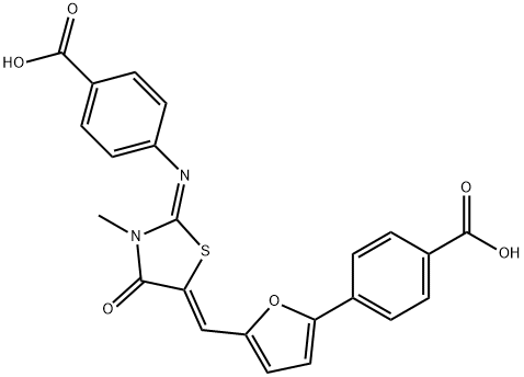 4-[5-({2-[(4-carboxyphenyl)imino]-3-methyl-4-oxo-1,3-thiazolidin-5-ylidene}methyl)-2-furyl]benzoic acid,1346012-12-1,结构式