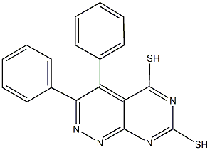 3,4-diphenyl-5-sulfanylpyrimido[4,5-c]pyridazin-7-yl hydrosulfide 化学構造式