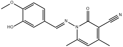 1-[(3-hydroxy-4-methoxybenzylidene)amino]-4,6-dimethyl-2-oxo-1,2-dihydro-3-pyridinecarbonitrile,1351349-66-0,结构式