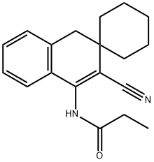 N-(2-cyano-3,4-dihydrospiro[naphthalene-3,1'cyclohexane]-1-yl)propanamide 化学構造式