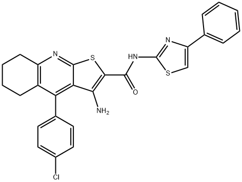 3-amino-4-(4-chlorophenyl)-N-(4-phenyl-1,3-thiazol-2-yl)-5,6,7,8-tetrahydrothieno[2,3-b]quinoline-2-carboxamide,135747-47-6,结构式