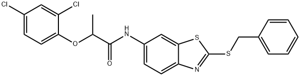 N-[2-(benzylsulfanyl)-1,3-benzothiazol-6-yl]-2-(2,4-dichlorophenoxy)propanamide Struktur