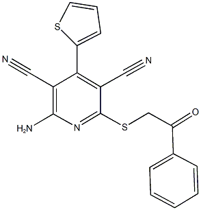 2-amino-6-[(2-oxo-2-phenylethyl)sulfanyl]-4-(2-thienyl)-3,5-pyridinedicarbonitrile Struktur