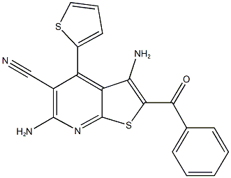 3,6-diamino-2-benzoyl-4-(2-thienyl)thieno[2,3-b]pyridine-5-carbonitrile,136633-84-6,结构式