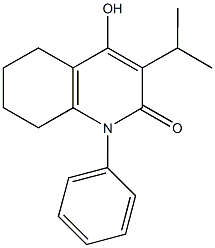 4-hydroxy-3-isopropyl-1-phenyl-5,6,7,8-tetrahydro-2(1H)-quinolinone Struktur